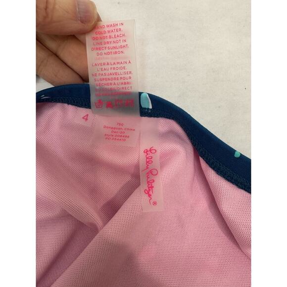 Lilly Pulitzer Rumy Bikini Bottoms Cutout Macaw Blue Coconut Row Dot NWOT Size 4 - Picture 7 of 7